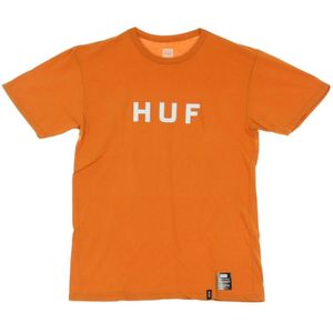 Huf, Tops, Heren, Oranje, XL, Rust Heren Logo T-Shirt