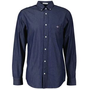 Gant, Overhemden, Heren, Blauw, S, Indigo Button-Down Overhemd
