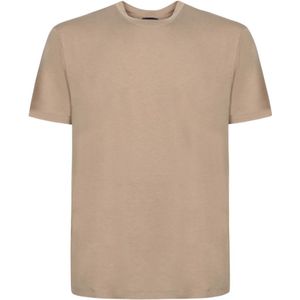 Tom Ford, Tops, Heren, Beige, XL, Katoen, Beige Crew Neck T-Shirt