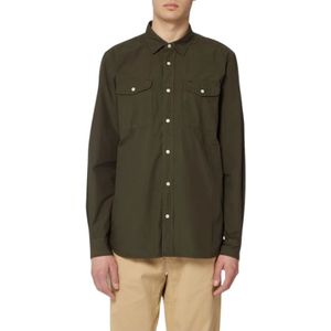 Woolrich, Overhemden, Heren, Groen, XL, Katoen, Poplin Overhemd met Italiaanse Kraag