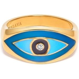 Nialaya, Accessoires, Dames, Geel, 50 MM, Evil Eye Gouden Ring