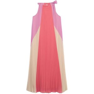Oltre, Kleedjes, Dames, Veelkleurig, L, Polyester, Kleur-Blok Geplooid Jurk