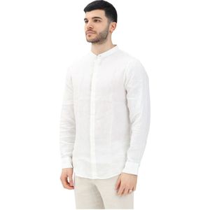 Armani Exchange, Overhemden, Heren, Wit, 2Xl, Linnen, Wit linnen overhemd met lange mouwen