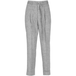 Peserico, Broeken, Dames, Grijs, S, Linnen, Grijze Linnen en Virgin Wool Broek