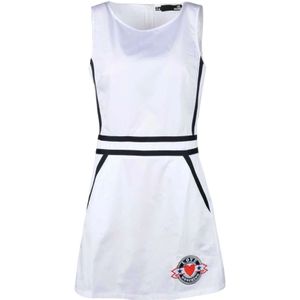 Love Moschino, Kleedjes, Dames, Wit, XS, Katoen, Korte Katoenen Jurk met Ritszakken