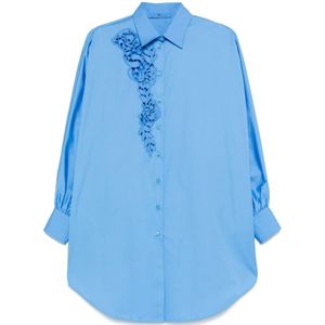 Ermanno Scervino, Blouses & Shirts, Dames, Blauw, M, Stijlvolle Overhemden Collectie