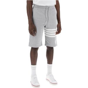 Thom Browne, Korte broeken, Heren, Grijs, L, Katoen, 4-Bar Motif Sweat Shorts