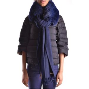 Burberry, Accessoires, Dames, Blauw, ONE Size, Gewatteerde Puffer Sjaal met Capuchon