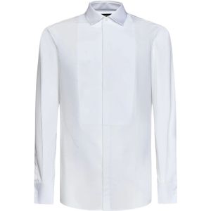 Dsquared2, Overhemden, Heren, Wit, XL, Katoen, Wit Overhemd met Plastron Sluiting