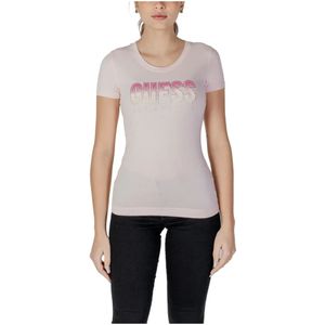 Guess, Tops, Dames, Roze, S, Katoen, Sprankelend Rhinestone Print T-shirt