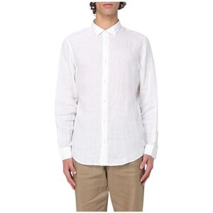 Armani Exchange, Overhemden, Heren, Wit, XL, Linnen, Wit Casual Overhemd Lange Mouwen