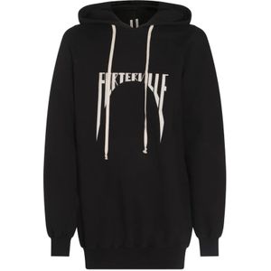 Rick Owens, Sweatshirts & Hoodies, Heren, Zwart, XS, Katoen, Zwarte Katoenen Hoodie