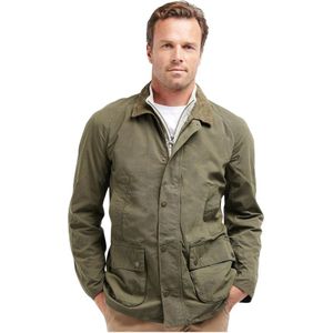 Barbour, Jassen, Heren, Groen, M, Katoen, Casual jas met handwarmerzakken