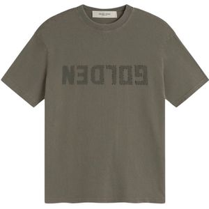 Golden Goose, Tops, Heren, Groen, M, Olijfgroen Regular Fit T-shirt