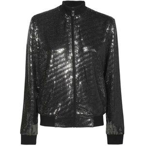 John Richmond, Jassen, Dames, Zwart, M, Katoen, Rhinestone Bomber Jacket