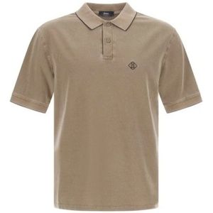 Herno, Tops, Heren, Bruin, S, Katoen, Piqué Katoenen Polo Shirt met Logo