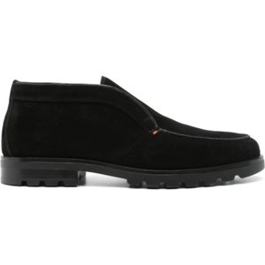 Santoni, Schoenen, Heren, Zwart, 42 1/2 EU, Suède, Zwarte Shearling Gevoerde Chunky Laarzen