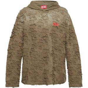 Diesel, Sweatshirts & Hoodies, Heren, Groen, L, Kraan Lange Mouw Hoodie T-Shirt