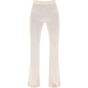 Palm Angels, Broeken, Dames, Beige, S, Polyester, Monogram Lurex Knit Broek
