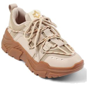 Sofie Schnoor, Schoenen, Dames, Beige, 36 EU, Leer, Sneakers met dikke zool en slimme details en veters