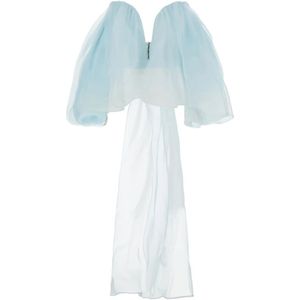 Zimmermann, Kleedjes, Dames, Blauw, L, Crush Lichtblauwe Zijden Top met Benen Mieder