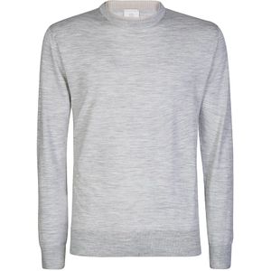 Eleventy, Truien, Heren, Grijs, 2Xl, Wol, Merino Zijde Trui met Ronde Hals