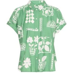 Ichi, Blouses & Shirts, Dames, Groen, L, Korte Mouw Dames Overhemd