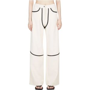 Paris Georgia, Broeken, Dames, Beige, M, Hoge Taille Piped Rodeo Broek