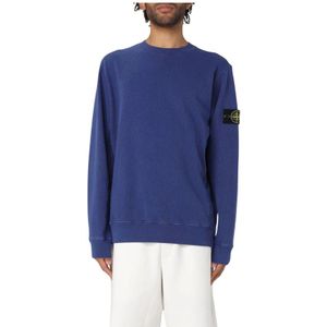 Stone Island, Sweatshirts & Hoodies, Heren, Blauw, S, Katoen, Roze Crew Neck Sweatshirt
