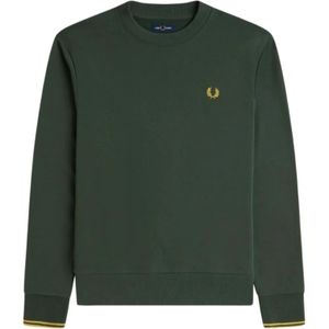 Fred Perry, Sweatshirts & Hoodies, Heren, Groen, S, Katoen, Donkergroene Crewneck Sweater