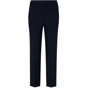 Joop!, Broeken, Dames, Blauw, L, Elegante Crepe Broek met Elastische Tailleband