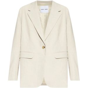 Samsøe Samsøe, Jassen, Dames, Beige, XL, Linnen, Haven Blazer