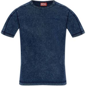 Diesel, Tops, Heren, Blauw, L, Katoen, T-shirt T-Adjind