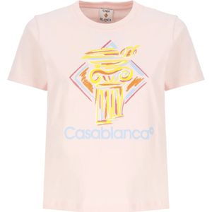 Casablanca, Tops, Dames, Roze, XS, Katoen, Diamond Column T-shirt