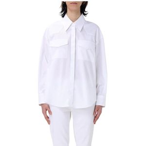 Dondup, Blouses & Shirts, Dames, Wit, XS, Katoen, Witte Poplin Overhemd