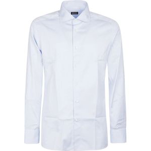 Ermenegildo Zegna, Overhemden, Heren, Blauw, 2Xs, Lange mouw op maat gemaakt overhemd