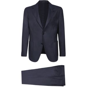 Lardini, Pakken, Heren, Blauw, M, Wol, Elegante blauw pak met gekerfde revers