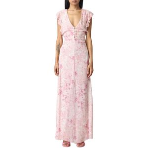 Patrizia Pepe, Kleedjes, Dames, Roze, XS, Roze Bloemen Maxi Jurk