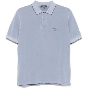 Herno, Tops, Heren, Blauw, S, Blauw Poloshirt met Korte Mouwen