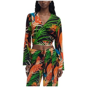 Desigual, Tops, Dames, Veelkleurig, M, Geknoopt patroon V-hals top