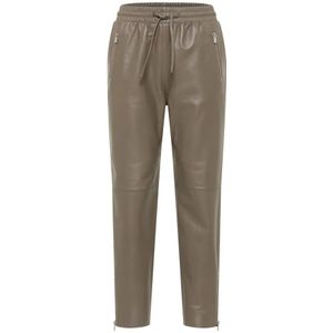 Carlo Colucci, Broeken, Dames, Bruin, S, Stijlvolle Lederen Broek