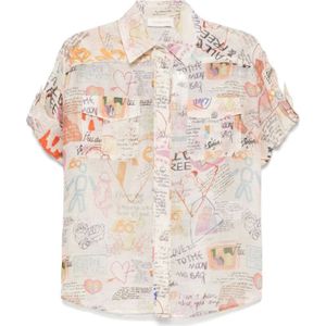 Zimmermann, Blouses & Shirts, Dames, Veelkleurig, M, Katoen, Beige Button-Up Overhemd