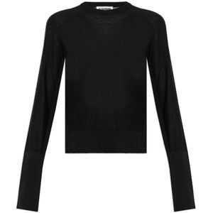 Jil Sander, Truien, Dames, Zwart, S, Crewneck Trui