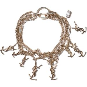 Saint Laurent, Accessoires, Dames, Geel, M, Gouden Bedelarmband met Strass