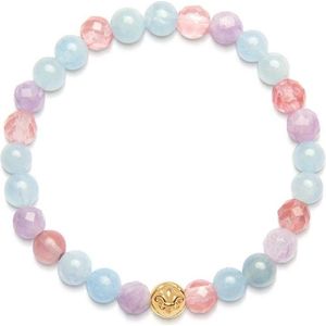 Nialaya, Accessoires, Dames, Geel, S, Dames Armband met Kersenkwarts, Amethist Lavendel en Aquamarijn