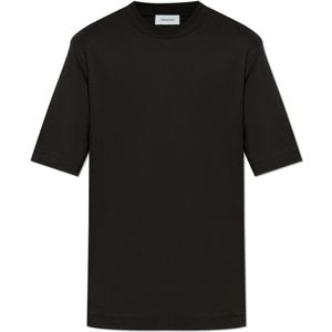 Salvatore Ferragamo, Tops, Dames, Zwart, L, Katoen, Logo T-Shirt