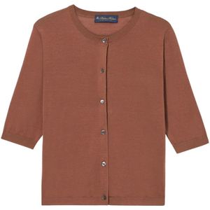 Brooks Brothers, Truien, Dames, Bruin, S, Katoen, Zijden blend cardigan