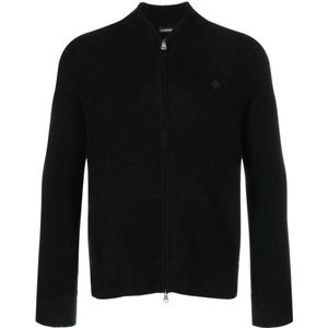 J.Lindeberg, Truien, Heren, Zwart, S, Nylon, Merino Logo Zip Sweater in Zwart
