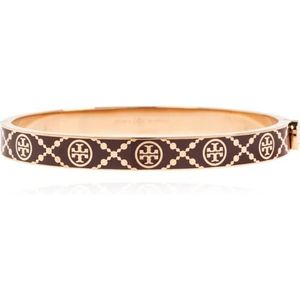 Tory Burch, Accessoires, Dames, Bruin, M, Monogram Miller Stud Scharnier Armband
