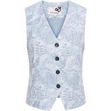 &Co Woman, Jassen, Dames, Blauw, XL, Katoen, Blauw Jacquard Gilet met V-hals